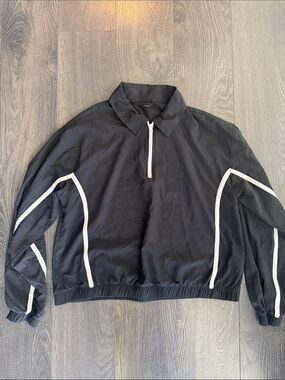 Joe Fresh Black Pullover Windbreaker with White Trim